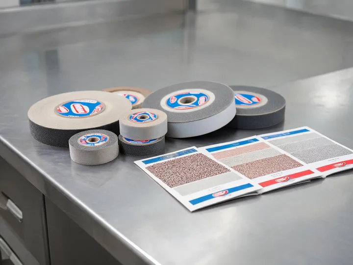 Grinding wheel on a fabrication bench