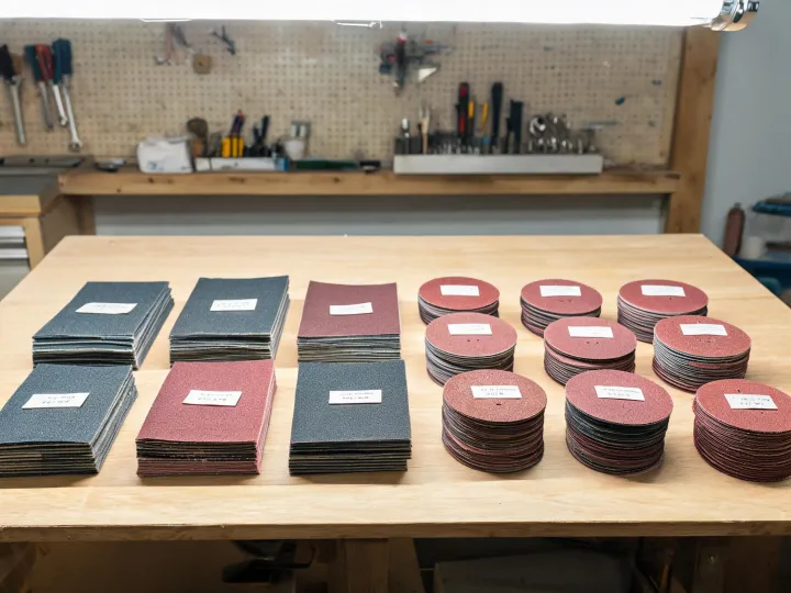 Sanding sheets arranged by finish step