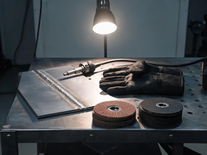 Welding abrasives setup