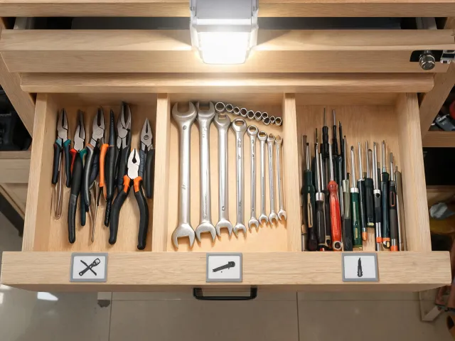 Hand tool drawer organization