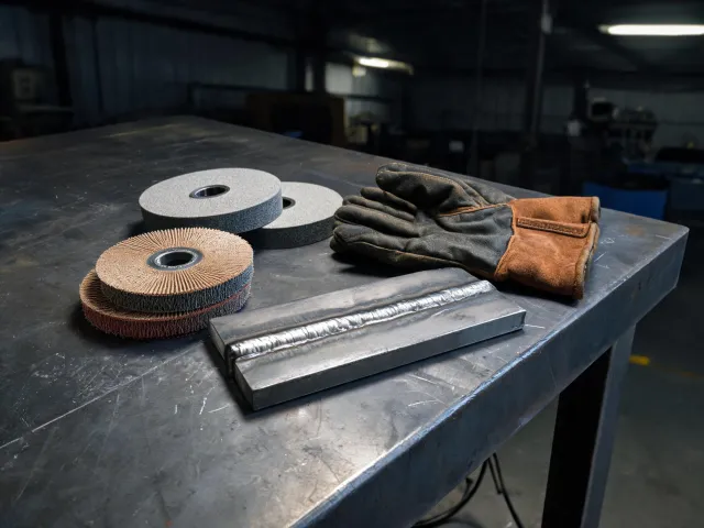 Metal fabrication abrasive setup