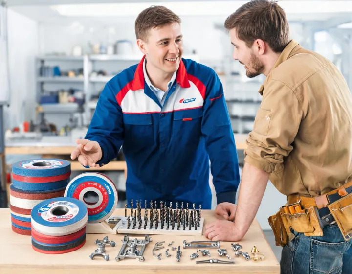 Norton advisor reviewing abrasive wheels and drill bits
